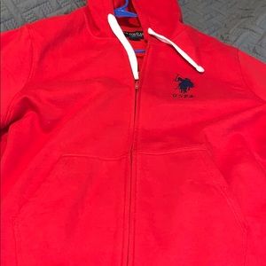Red polo zip up hoodie